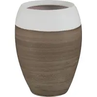 J-Line Vaas | keramiek | bruin - wit | 18x18x (h)26 cm
