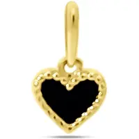 New Bling 9NBSAM-G230302 Gouden Hangertje Hartje - Emaille - 6x6,3mm - 14 Karaat - Zwart - Goud