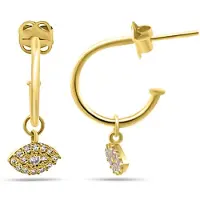 New Bling 9NBSAM-G230230 Gouden Halve Oorringen met Oog - Zirkonia - 10,3x1mm - 14 Karaat - Goud