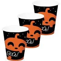 Folat Halloween thema feest beker - 18x - pompoen BoOo! print - papier - 250 ml