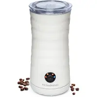 Kitchenbrothers - Elektrische Melkopschuimer & Warmhoudfunctie - 240 ml - Wit RVS - 4-in-1 Functie - Modern Keukendesign - Inclusief Garde en Anti-aanbaklaag