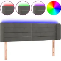 vidaXL Hoofdbord LED 147x16x78/88 cm fluweel donkergrijs