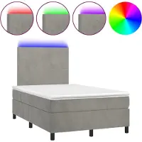 vidaXL Boxspring met matras en LED fluweel lichtgrijs 120x200 cm