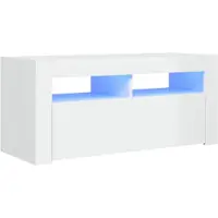 vidaXL Tv-meubel met LED-verlichting 90x35x40 cm hoogglans wit