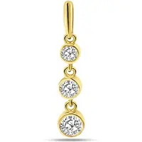 New Bling 9NBSAM-G230308 Gouden Hangertje met Zirkonia - 3 Steentjes - 3+3,5+4mm - 14 Karaat - Goud
