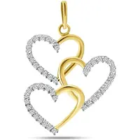 New Bling 9NBSAM-G230344 Gouden Hangertje Hartjes - Zirkonia - 20,7x17,6mm - 14 Karaat - Goud