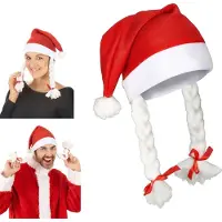 PerfectLED Kerstmuts | (Vlechten, Pluche, Rood/Wit)