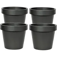 Mega Collections Plantenpot/bloempot - 4x - kunststof - zwart - buiten - D16 x H14 cm