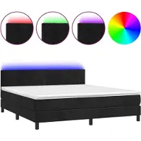 vidaXL Boxspring met matras en LED fluweel zwart 160x200 cm