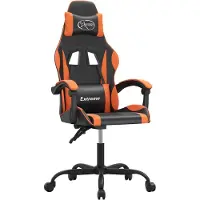 vidaXL Gamestoel draaibaar kunstleer zwart en oranje