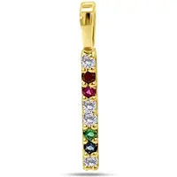 New Bling 9NBSAM-G230297 Gouden hangertje met Zirkonia - 12x1,4mm - Multikleuren - 14 Karaat - Goud