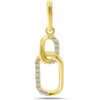 New Bling 9NBSAM-G230294 Gouden Hangertje Schakels met Zirkonia - 13,2x5,6mm - 20mm totaal Lengte - 14 Karaat - Goud