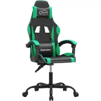 vidaXL Gamestoel draaibaar kunstleer zwart en groen