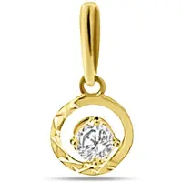 New Bling 9NBSAM-G230309 Gouden Hangertje met Zirkonia - 6mm Doorsnee - 3mm Zirkonia - 14 Karaat - Goud