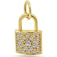 New Bling 9NBSAM-G230315 Gouden Hangertje Slotje - Zirkonia - 11,3x7,3mm - 14 Karaat - Goud