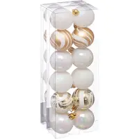 Atmosphera kerstballen 36x -parelmoer wit/goud - 4 cm - kunststof
