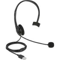 DeLOCK super lichtgewicht mono on-ear headset - USB-A / zwart - 2,4 meter