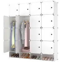 Lowander 4x5 vakkenkast 'Catania' 150x165 cm - Kledingkast kunststof - Organizer - Wit