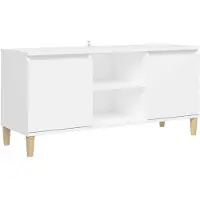 vidaXL Tv-meubel met massief houten poten 103,5x35x50 cm wit