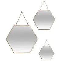 Atmosphera Hexagonale Wandspiegel Set - Goud, 3 stuks, 26 x 29,5 cm