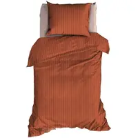 Satin d'or Dekbedovertrek Streep Terracotta Satijn-140 x 200 / 220 cm | 1-Persoons