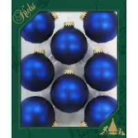 Merkloos Krebs Kerstballen - 8ST - kobalt blauw - mat - glas - 7 cm - Kerstbal