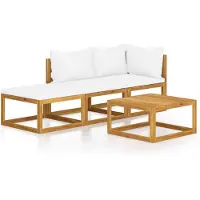 vidaXL 4-delige Loungeset met kussens massief acaciahout crème