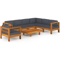 vidaXL 8-delige Loungeset met donkergrijze kussens acaciahout