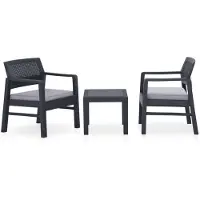 vidaXL 3-delige Loungeset met kussens kunststof grijs