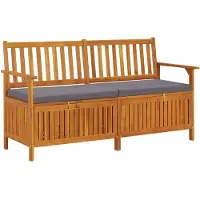 vidaXL Opbergbankje met kussen 148 cm massief acaciahout