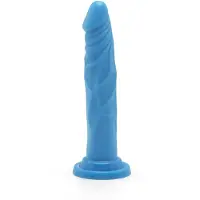 Get Real – Dual Density Dildo met Zuignap met Aders in Stijlvol Opvallend Ontwerp Verharde Kern - 19 cm – Blauw