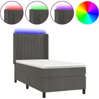 vidaXL Boxspring met matras en LED fluweel donkergrijs 100x200 cm