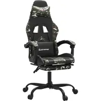 vidaXL Gamestoel draaibaar met voetensteun kunstleer zwart&camouflage