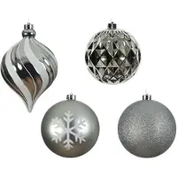 Décoris Kerstballen polystyreen zilver/kleur(en) shiny matt glitter mix - 6 stuks (ø15 cm)