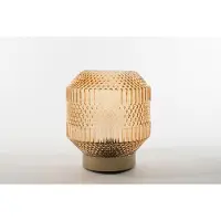 Annas collection lantern Glass 16 x 17 cm Amber With Golden Base Led Bulb 2 Anna's Collection