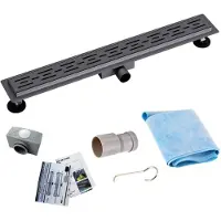 SaniGoods Nura douchegoot met flens 100cm gunmetal - verouderd ijzer