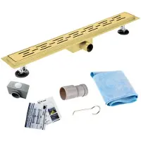 SaniGoods Nura douchegoot met flens 100cm messing geborsteld