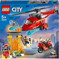LEGO 60281 City Brandweerhelikopter, speelgoedhelikopter met motorfiets, brandweerman en piloot als minifiguren, geschikt voor kinderen vanaf 5 jaar