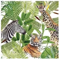 Ambiente 60x Feest servetten wilde dieren 33 x 33 cm - Feestservetten