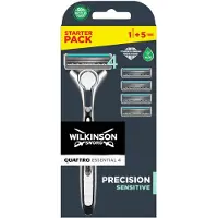 Wilkinson Sword Quattro Titanium Sensitive scheerapparaat met vervangbare mesjes 1pc + 4pc navullingen