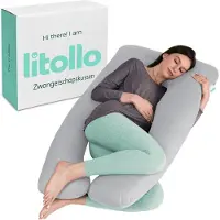 Litollo Zwangerschapskussen XXL - 280cm - Afneembare en Wasbare Hoes - Grijs