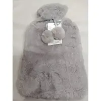 JEAN Products Warm Water Kruik - 2 liter - Baby - met Pom Pom - Zacht Grijs - 33 x 20 cm Heel zacht Pluche - Kado Tip!!