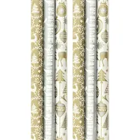 Benza Gold and Silver cadeaupapier - kerstpapier inpakpapier voor Kerst - 200 x 70 cm - 6 rollen