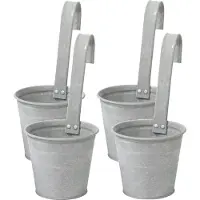 Mega Collections Plantenpot/bloempot - 4x - zink - oud grijs - met ophanghaak - D13 x H28 cm