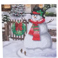 Crystal Art Diamond Painting Kerstkaart Smiling Snowman 18 x 18 cm