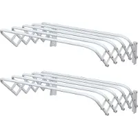 MSV Uitschuifbaar wasgoedrekje/droogrek - 2x - 5m waslijn - Ophangbaar aan muur - wit - 100 cm