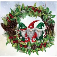 Crystal Art Crystal Card Kit  Christmas Gnomes (18x18cm/partial).
