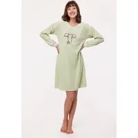 Woody slaapkleed velours meisjes/dames - pastelgroen - mammoet - 232-10-NIL-V/704 - maat S