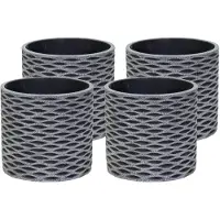 Mega Collections Plantenpot - 4x - keramiek - antraciet/grijs - D11 x H9 cm - Plantenpotten