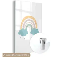 MuchoWow Glasschilderij 120x180 cm - Schilderij acrylglas - Regenboog - Pastel - Kinderen - Babykamer - Foto op glas - Schilderijen